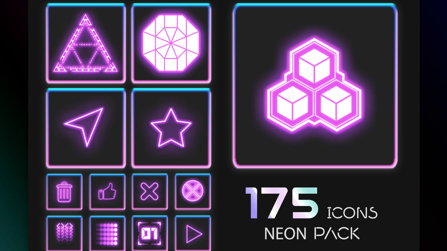 175 Neon Icons Pack